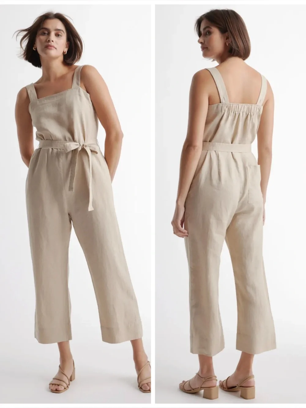 Quince 100% European Linen Square Neck Jumpsuit